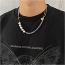 Carmen niche reflective pearl cross patchwork necklace for women light luxury for men trendy hip hop personality versatile collarbone chain image 3