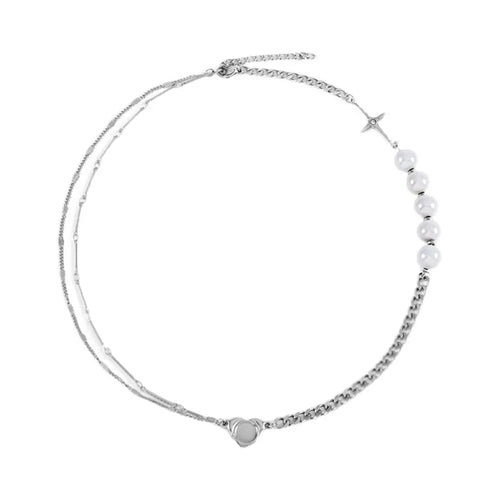 Carmen niche reflective pearl cross patchwork necklace for women light luxury for men trendy hip hop personality versatile collarbone chain image 5