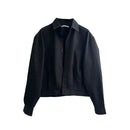 Black short worker jacket men s autumn high street retro VIBE loose casual lapel shirt version jacket image 5