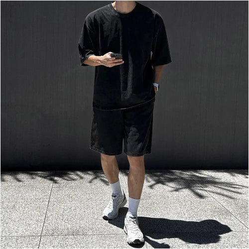 KOREAN STYLE LOOSE T-SHIRT & FIVE-QUARTER SHORTS SET 其它（服饰）