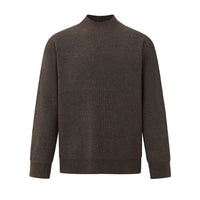 SEMI HIGH-NECK SIMPLE KNIT PULLOVER SWEATER