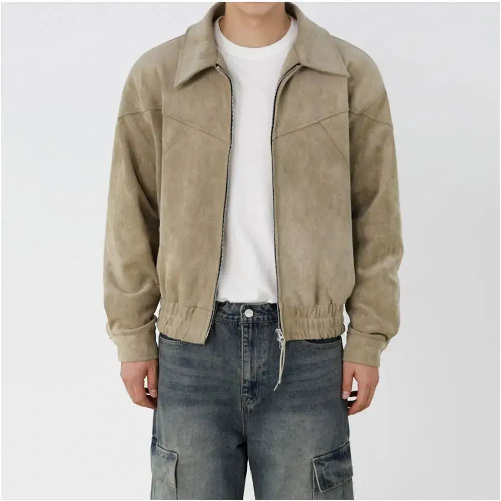 MRCYC cool and high end short jacket for men s spring loose collared jacket Korean trend retro top image 3