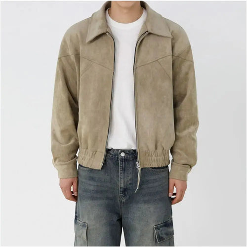 MRCYC cool and high end short jacket for men s spring loose collared jacket Korean trend retro top image 3