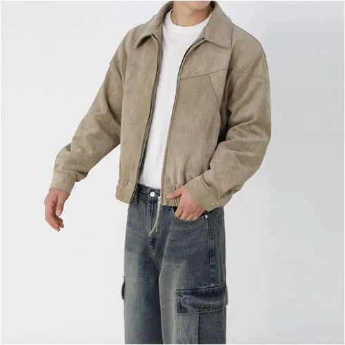 MRCYC cool and high end short jacket for men s spring loose collared jacket Korean trend retro top image 4