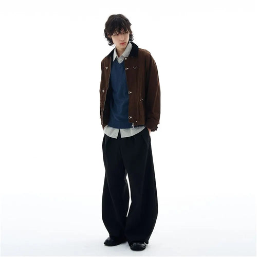 Tail Lang s Shop Autumn American Retro Barn Style Brown Hunting Jacket Men s Airplane Buckle Workwear Coat Couple Trendy image 3