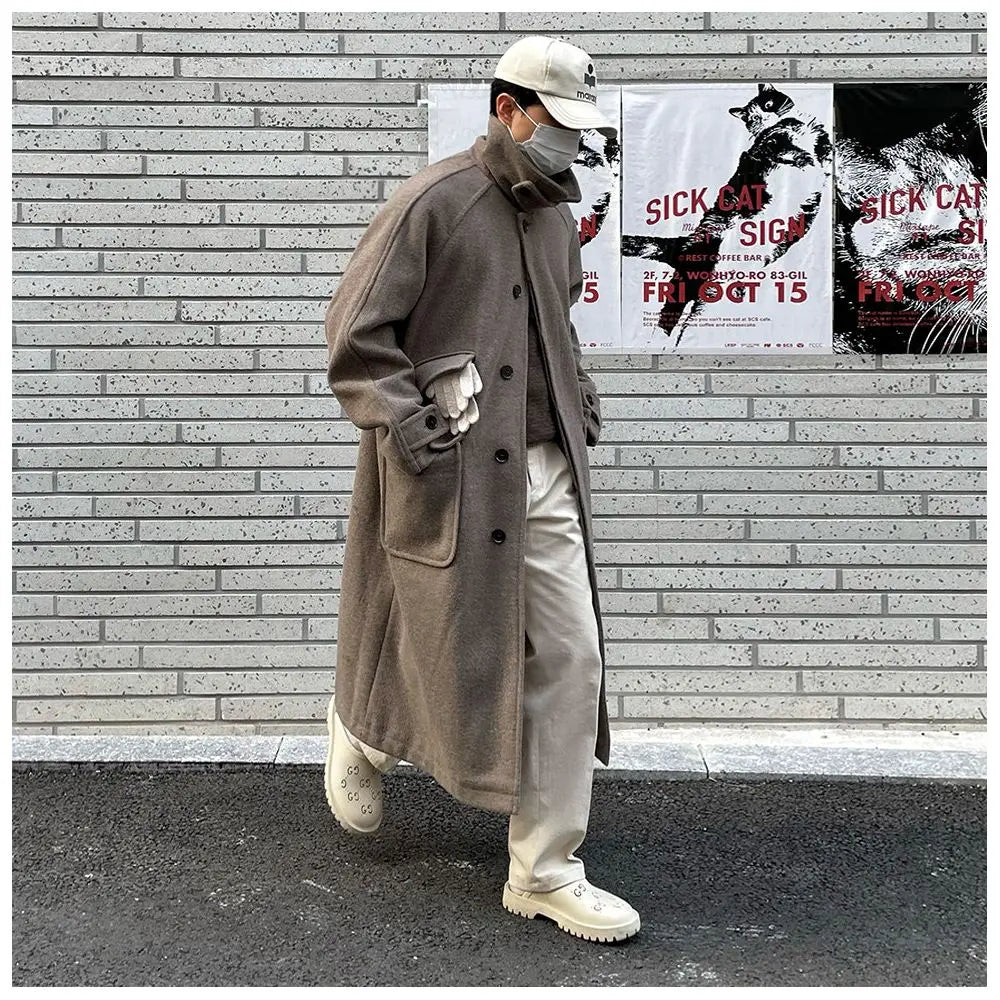 LOOSE FIT H-SHAPED WOOLEN LAPEL COAT