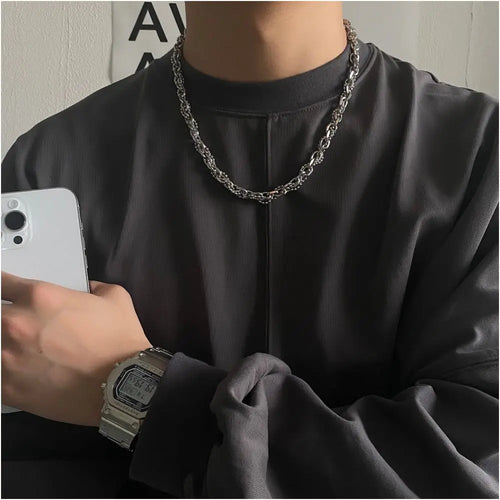 Carmen hip hop niche winding design steel ball collarbone necklace high street ins cool style high end men s and women s styles image 1