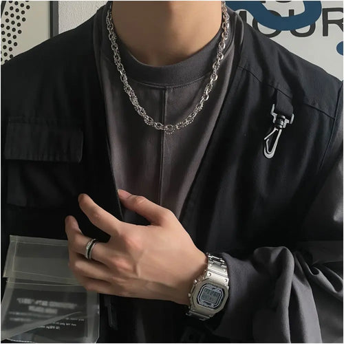 Carmen hip hop niche winding design steel ball collarbone necklace high street ins cool style high end men s and women s styles image 3