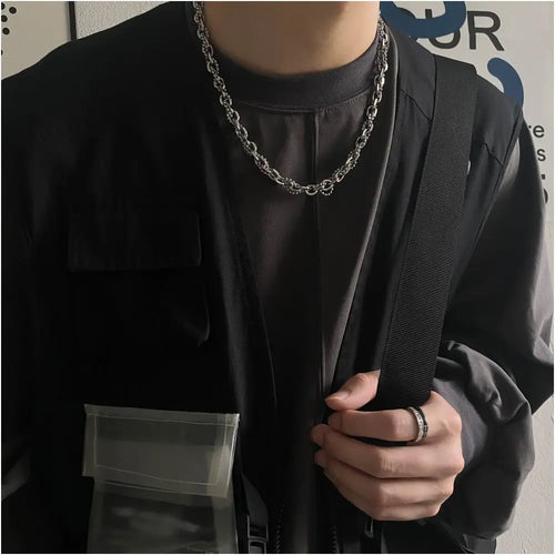 Carmen hip hop niche winding design steel ball collarbone necklace high street ins cool style high end men s and women s styles image 4