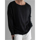 Crew neck ribbed knit long sleeved sun protection T shirt men s autumn casual oversized top lightweight breathable shirt image 1