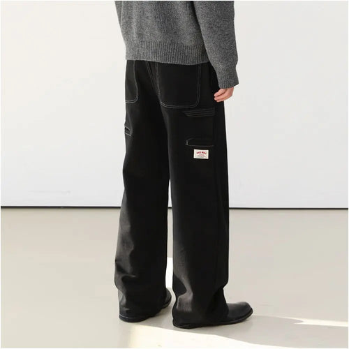 KOREAN RETRO WORKWEAR STRAIGHT-LEG FLOOR JEANS Mrcyc
