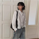 MRCYC simple casual solid color shirt men s autumn loose long sleeved shirt Korean commuting style versatile top image 4