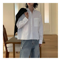 LOOSE FIT SOLID COLOR LONG SLEEVE SHIRT