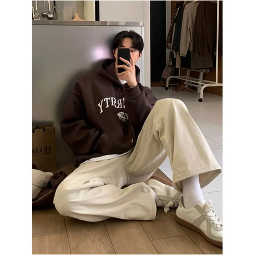 MRCYC Retro Straight Leg Casual Pants Men s Spring Loose Cargo Trousers Korean Style Trendy Wide Leg Floor Length Pants image 1