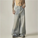 ISIETS American retro hanging loose wide leg jeans for men floor length oversized pants trendy casual pants image 4