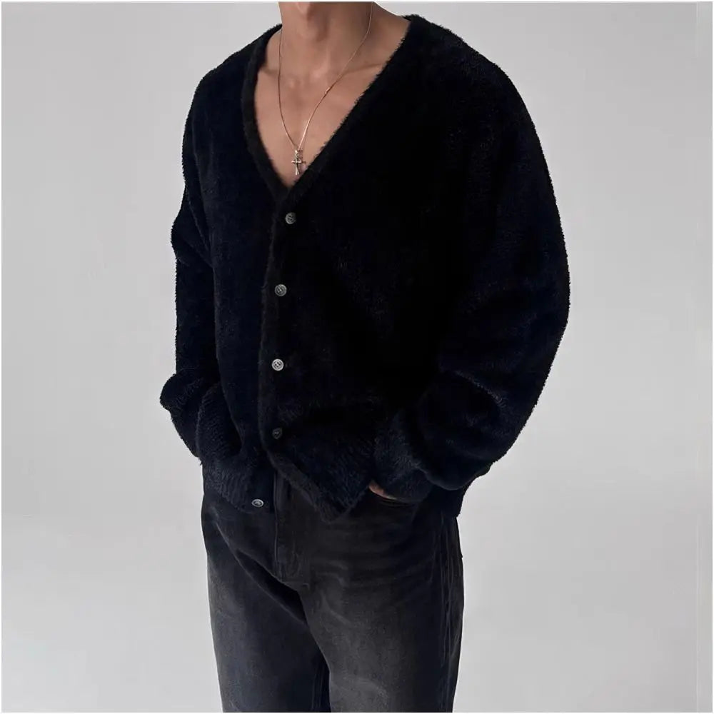 LIGHT BLUE V-NECK LAZY STYLE KNIT CARDIGAN SWEATER DAVID&ME