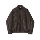 MRCYC Melad Retro Short Leather Jacket for Men in Spring Loose Collar Coat Korean Trendy Vintage Leather Jacket image 5