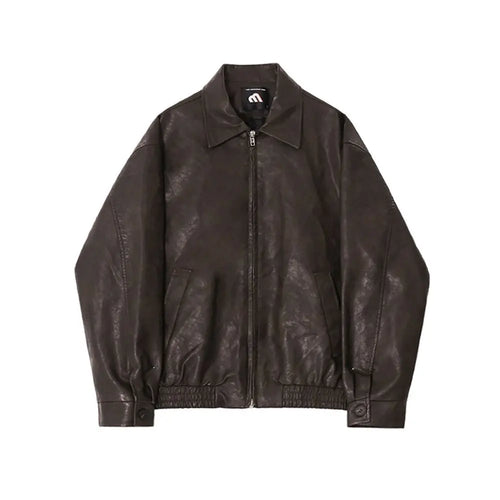 MRCYC Melad Retro Short Leather Jacket for Men in Spring Loose Collar Coat Korean Trendy Vintage Leather Jacket image 5