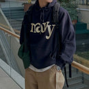 KOREAN LETTER PRINT LOOSE FIT PULLOVER HOODIE Mrcyc