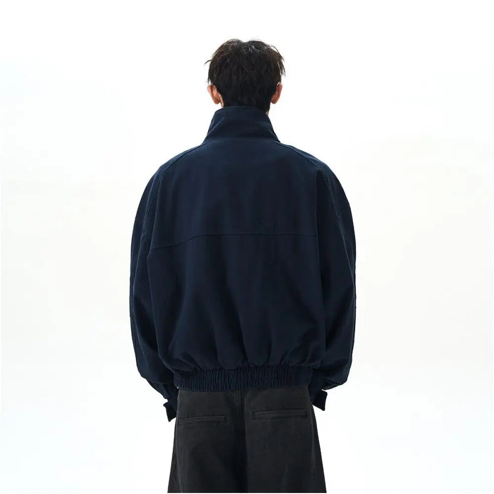 A PUEE American retro Barn style deconstruction stand up collar jacket for men and women boxy short workwear Harrington jacket trend image 5