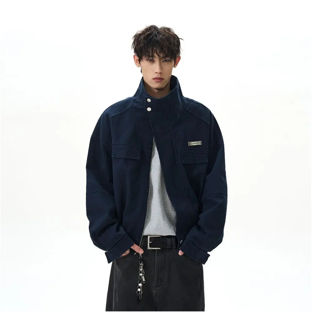 AMERICAN RETRO DECONSTRUCTED BARN-STYLE STAND COLLAR JACKET A PUEE