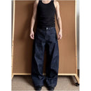 Cabbage Coke Original Cleanfit Deep Blue 1 Red Ears Narrow Width Red Edge Original Cow Straight Tube Micro Pull Wide Leg A line Pants image 2