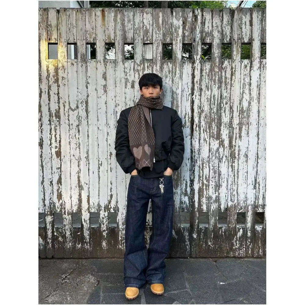 Cabbage Coke Original Cleanfit Deep Blue 1 Red Ears Narrow Width Red Edge Original Cow Straight Tube Micro Pull Wide Leg A line Pants image 3