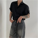 KOREAN HIGH-END LOOSE FIT COLLARED SHORT-SLEEVE SHIRT Mrcyc