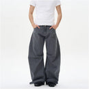 AMERICAN RETRO PLEATED CURVED WIDE-LEG DENIM PANTS 无品牌/无注册商标
