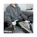 MRCYC stand up collar cardigan sweater for men in spring and autumn Korean style loose trendy high end retro knit sweater jacket image 2