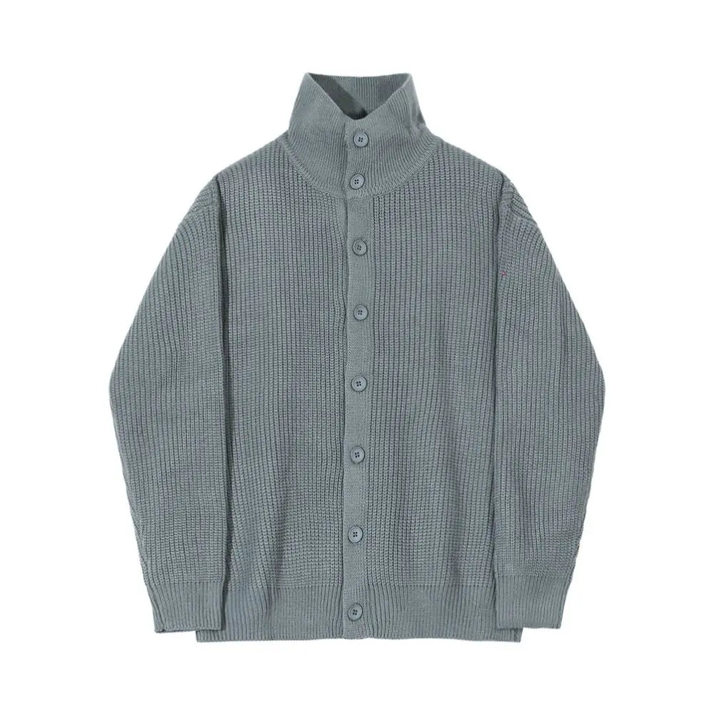 MRCYC stand up collar cardigan sweater for men in spring and autumn Korean style loose trendy high end retro knit sweater jacket image 5