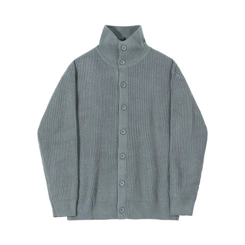 MRCYC stand up collar cardigan sweater for men in spring and autumn Korean style loose trendy high end retro knit sweater jacket image 5