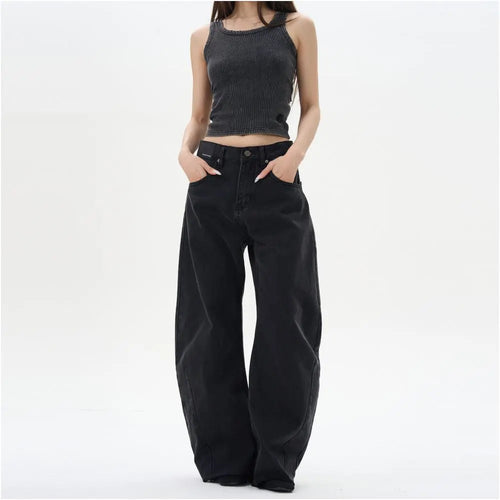 Oulang s store features American retro minimalist pants trendy brand cool and trendy explosive street style high end feeling curved knife jeans men s couple trend image 2