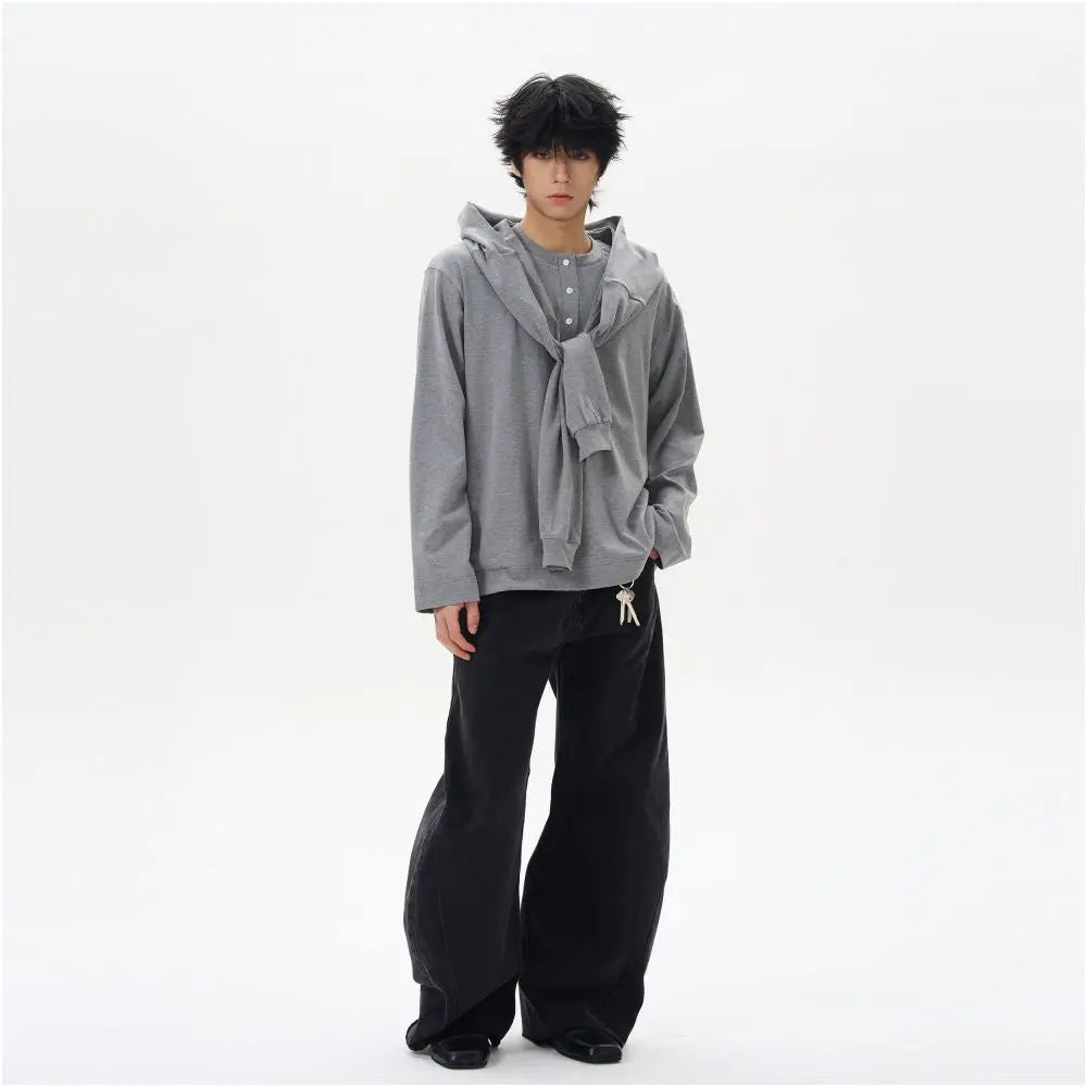 Oulang s store features American retro minimalist pants trendy brand cool and trendy explosive street style high end feeling curved knife jeans men s couple trend image 3