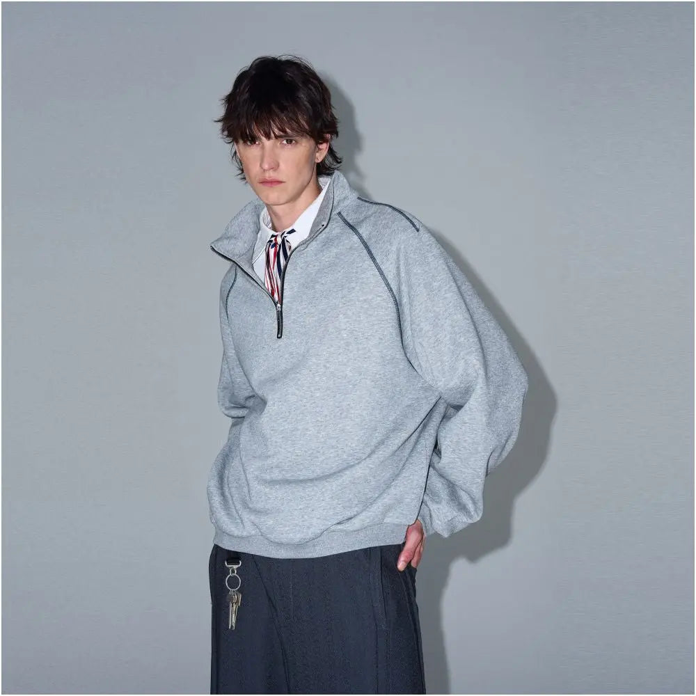 ADWITCH American casual half height zipper sweatshirt for men and women loose casual niche design cleanfit jacket image 3