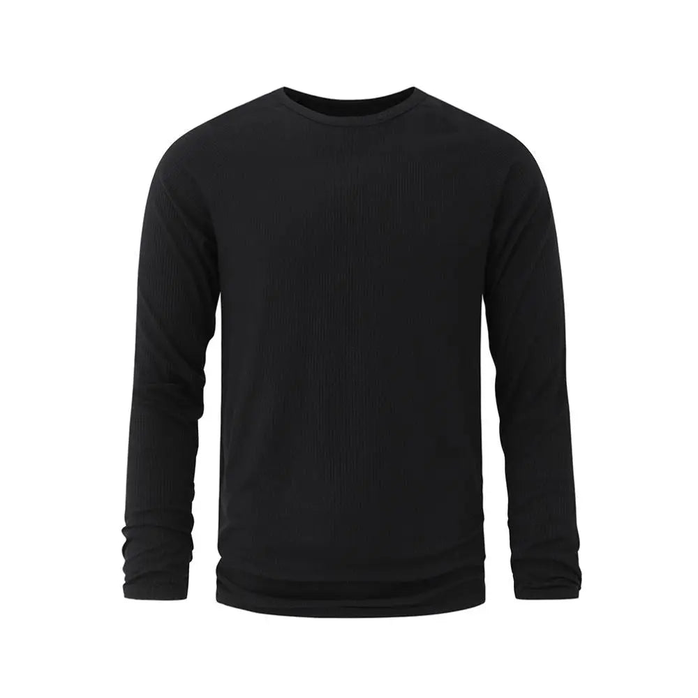 MRCYC minimalist slim fit long sleeved T shirt for men in spring solid color round neck base shirt Korean trend sports and fitness top image 5