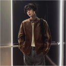 MRCYC Melard style leather jacket men s autumn loose stand up collar top Korean trendy motorcycle leather jacket image 2
