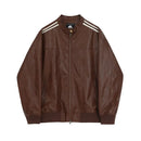 MRCYC Melard style leather jacket men s autumn loose stand up collar top Korean trendy motorcycle leather jacket image 5