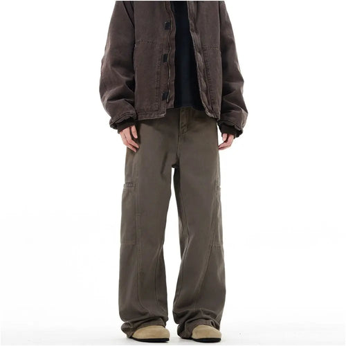 MADWITCH American Retro Workwear Pants Vintage Deconstructed Design New Loose Jeans Pants Men s Instagram image 4
