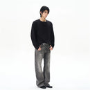 Oulang s store features American retro micro trumpet smoke gray jeans men s rugged and handsome high end feel niche pants couple trend image 3