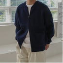 APRICOT ZIP-UP LOOSE FIT KNIT CARDIGAN JACKET 我是大卫