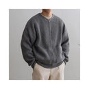 APRICOT ZIP-UP LOOSE FIT KNIT CARDIGAN JACKET 我是大卫