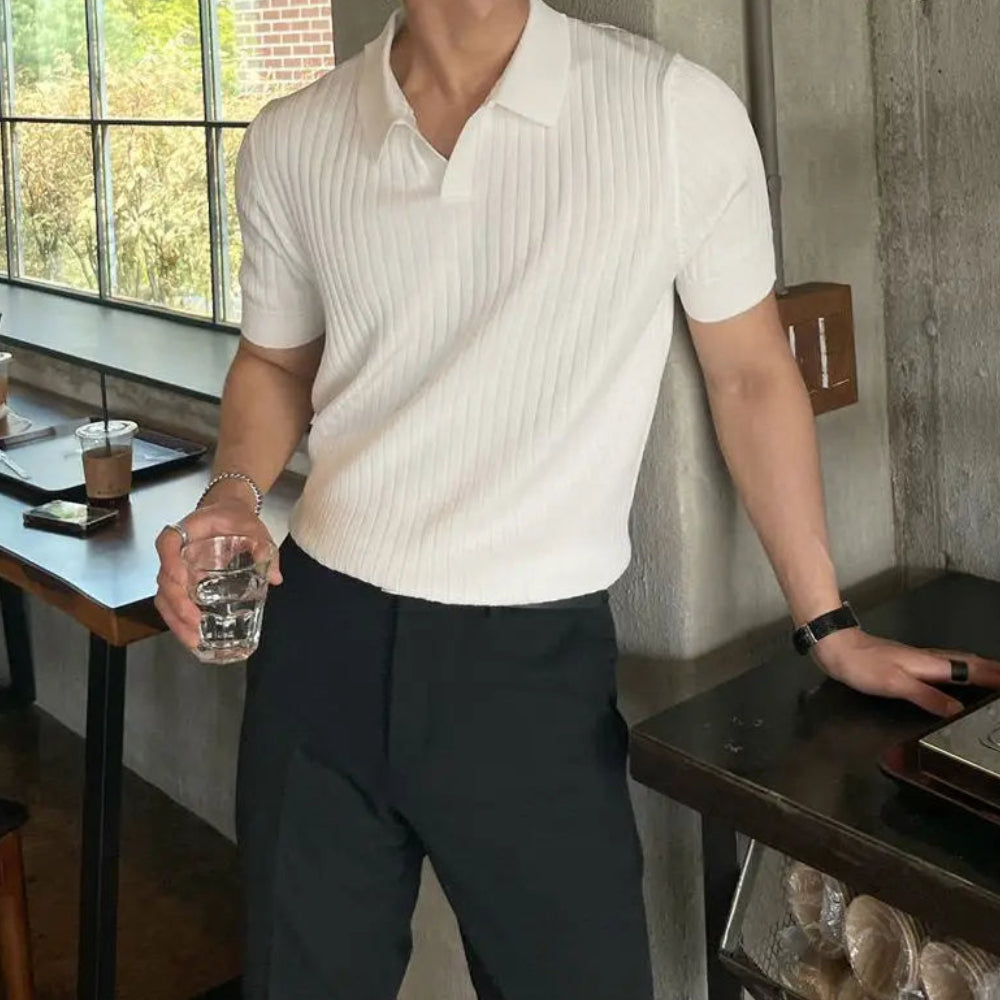 Polo shirt men s trendy brand summer leading T shirt men s short sleeved Japanese style cool and stylish solid color versatile knitted top image 2