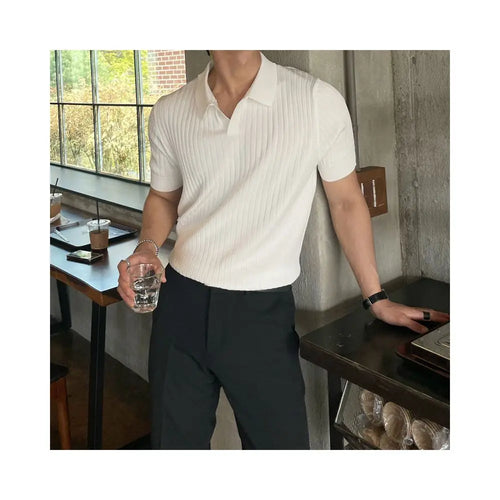 Polo shirt men s trendy brand summer leading T shirt men s short sleeved Japanese style cool and stylish solid color versatile knitted top image 2