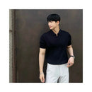 Polo shirt men s trendy brand summer leading T shirt men s short sleeved Japanese style cool and stylish solid color versatile knitted top image 3