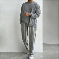 HEAVYWEIGHT STRIPED STRAIGHT SWEATPANTS