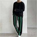 Men s grey striped straight leg sweatpants early autumn style relaxed design loose fit heavyweight pure cotton drawstring sweatpants image 5