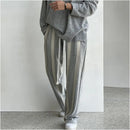 GREY STRIPED STRAIGHT-LEG HEAVYWEIGHT SWEATPANTS 我是大卫