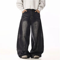 RETRO CAT-WHISKER CURVED-LEG WIDE JEANS
