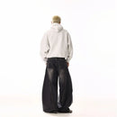 American retro cat whisker design black curved knife jeans for men and women rugged and handsome vintage high street loose casual wide leg pants image 5